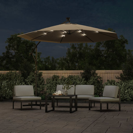 Vidaxl Floating parasol with LED lighting steel pole 300 cm Taupe