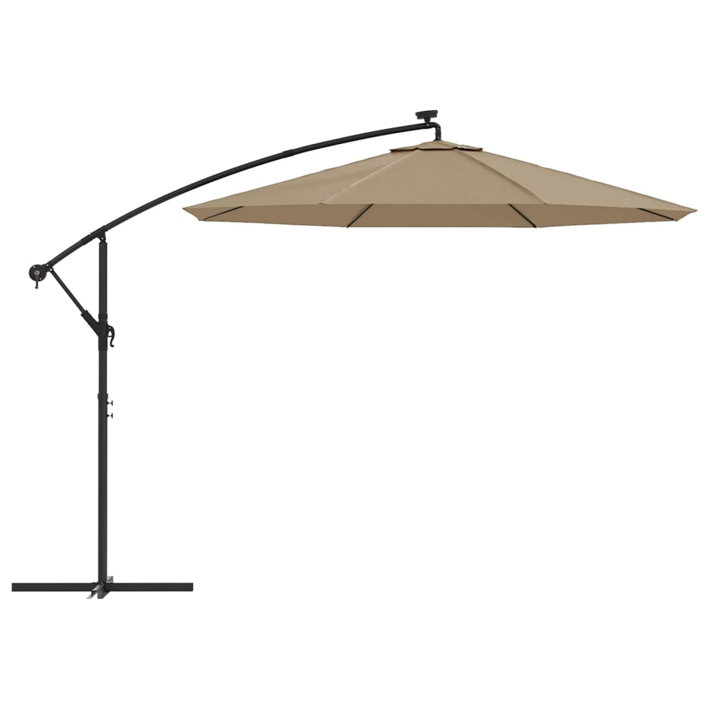 Vidaxl Parasol flottant avec un poteau en acier d'éclairage LED 300 cm taupe