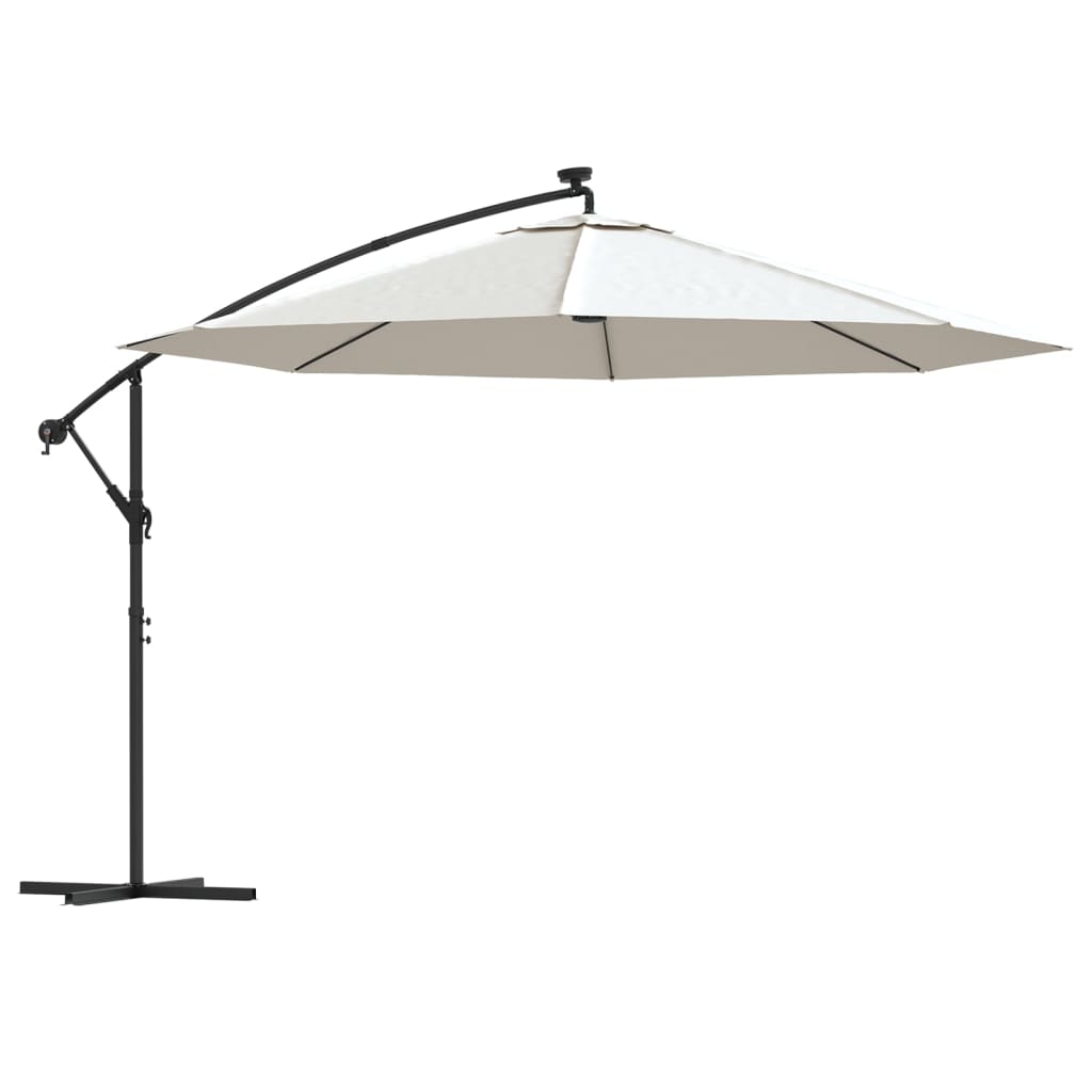 Vidaxl Floating parasol with LED lighting and metal pole 350 cm sand