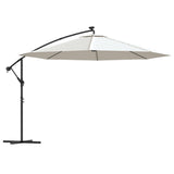 Vidaxl Floating parasol with LED lighting and metal pole 350 cm sand