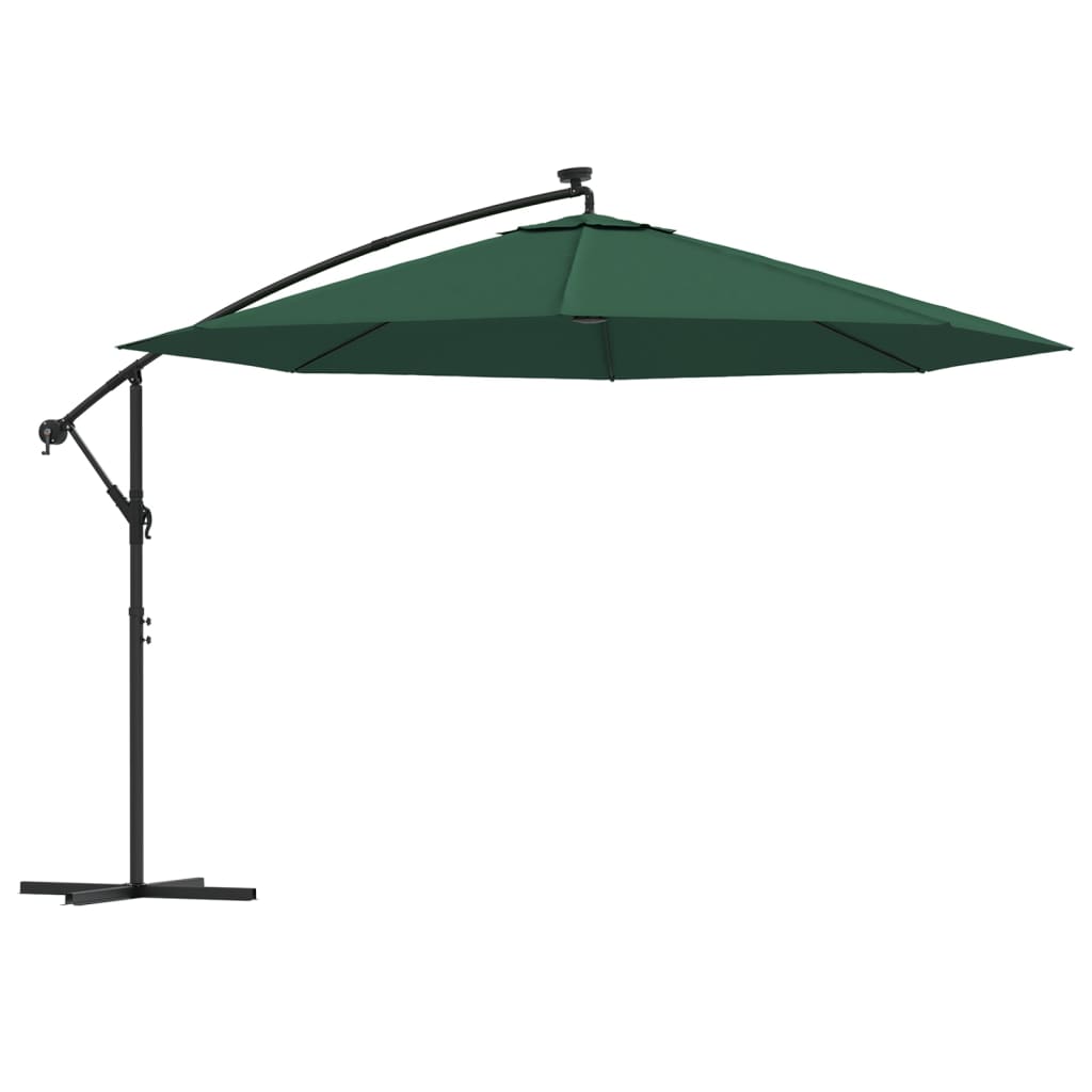 Vidaxl Parasol flottant avec éclairage LED et poteau métallique 350 cm vert