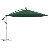 Vidaxl Parasol flottant avec éclairage LED et poteau métallique 350 cm vert