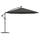 Vidaxl flytende parasol med LED -belysning metallstang 350 cm Antracitt