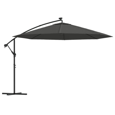 Vidaxl Floating parasol with LED lighting Metal pole 350 cm anthracite