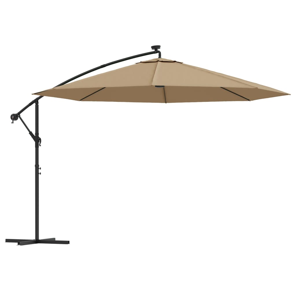 Vidaxl Parasol flottant avec éclairage LED et pôle métallique 350 cm taupe