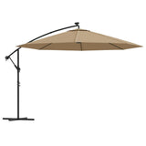 Vidaxl Parasol flottant avec éclairage LED et pôle métallique 350 cm taupe