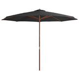 Vidaxl Parasol z lesenim palico 350 cm antracit