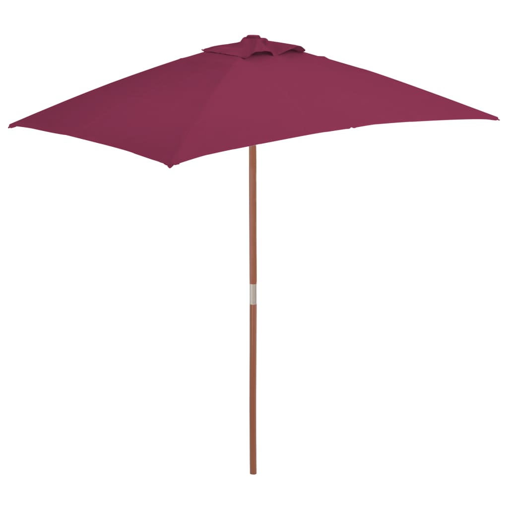 Vidaxl Parasol con palo in legno 150x200 cm Bordeaux rosso