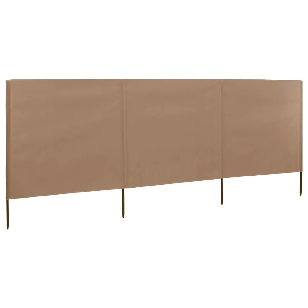 Pare-brise vidaxl 3 panneaux 400x120 cm tissu taupe