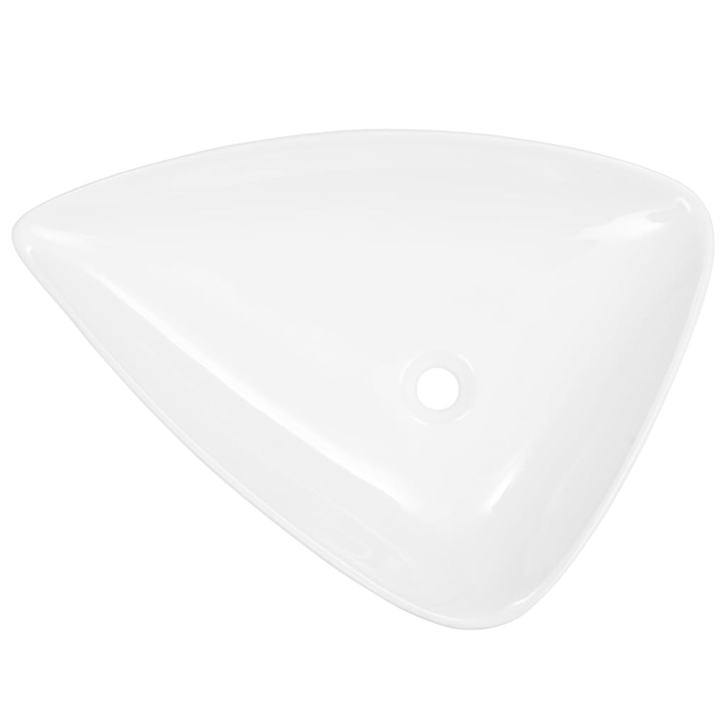 Vidaxl Washbasin Trikotni 645x455x115 mm keramična bela