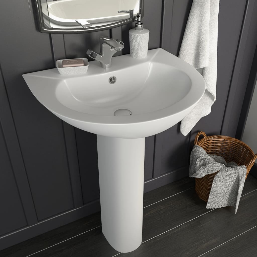 Vidaxl Washbasin na nogi, ki je bil odmaknjen 520x440x190 mm keramična bela