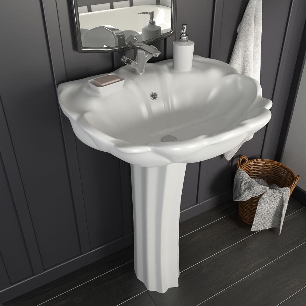 Vidaxl Washbasin na nogi, ki je bil odmaknjen 580x510x200 mm keramična bela