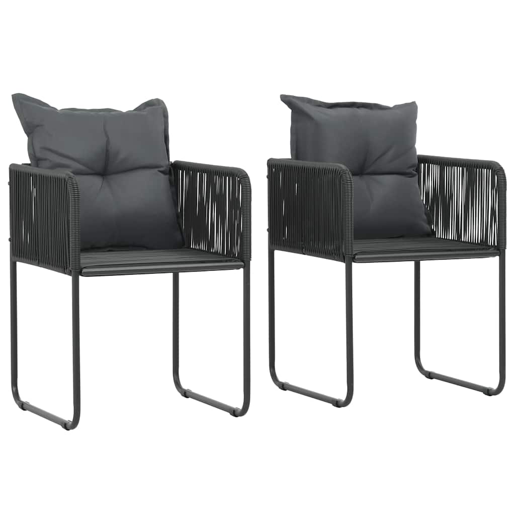 Vidaxl tuinstoelen 2 st met kussens poly rattan zwart
