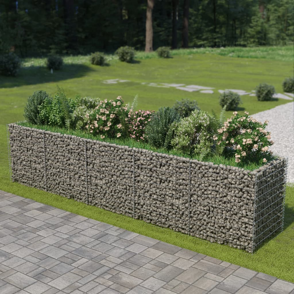 Vidaxl Gabion Planning Box je dvignil 450x90x100 cm pocinkano jeklo