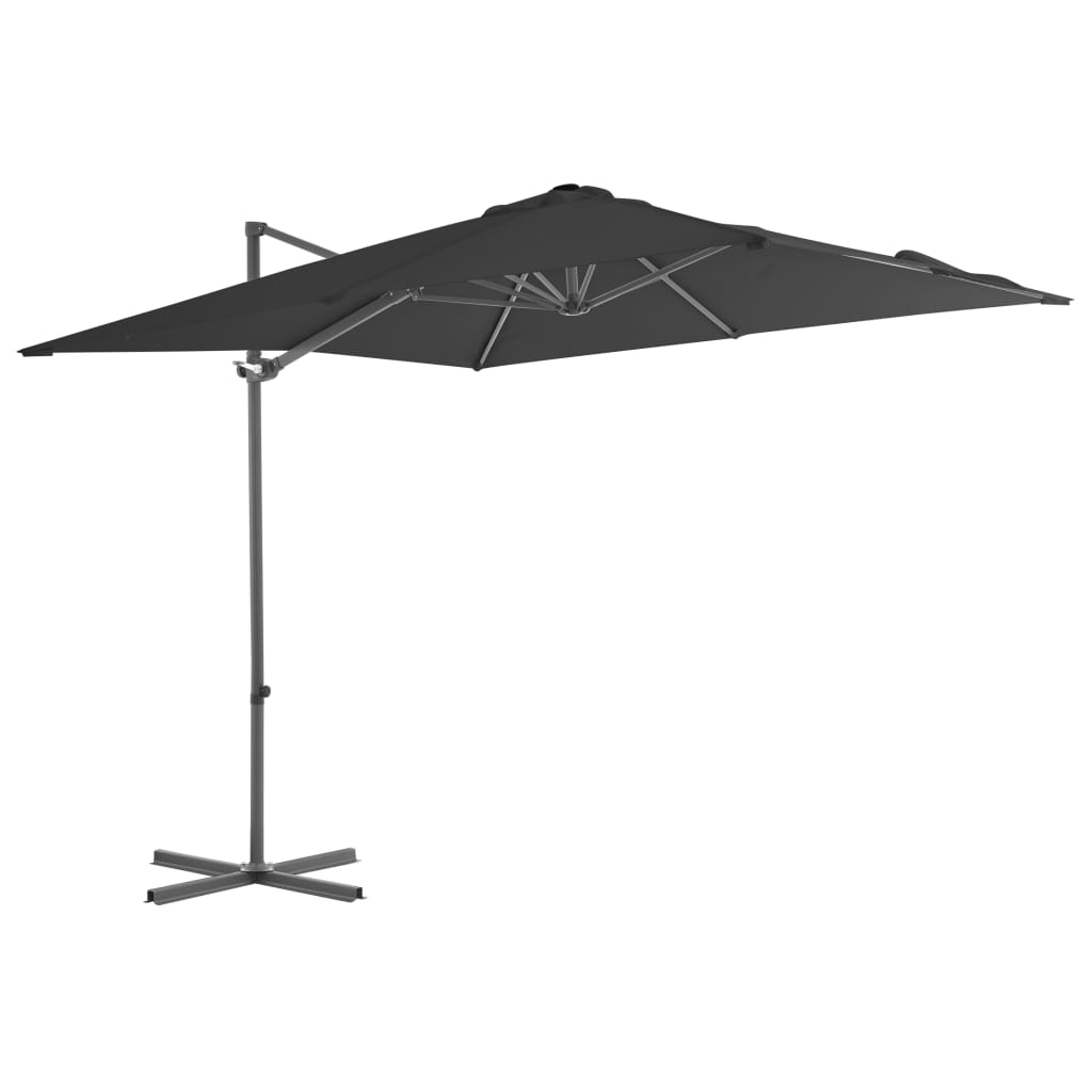 Vidaxl flytende parasol med stålstang 250x250 cm Antracitt -farget