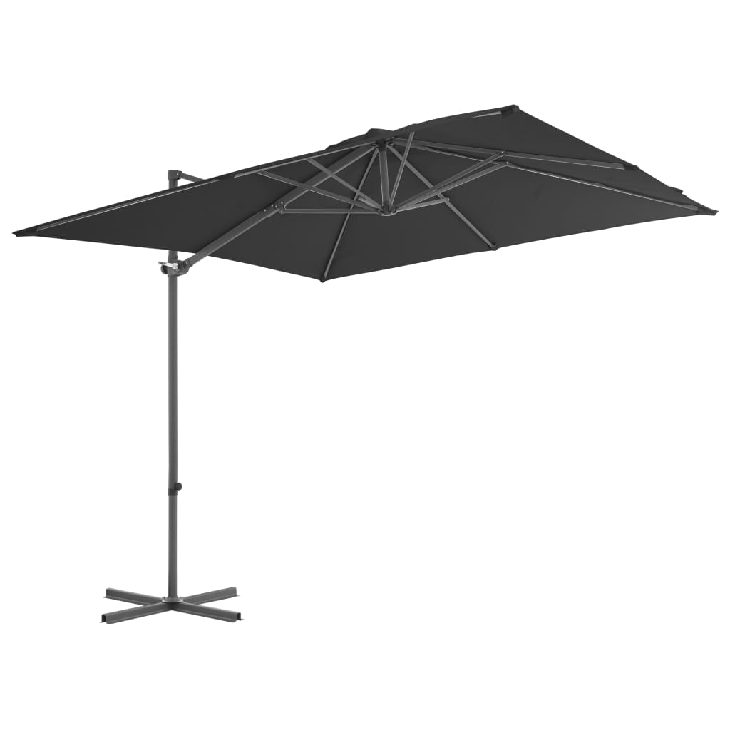 Vidaxl flytende parasol med stålstang 250x250 cm Antracitt -farget