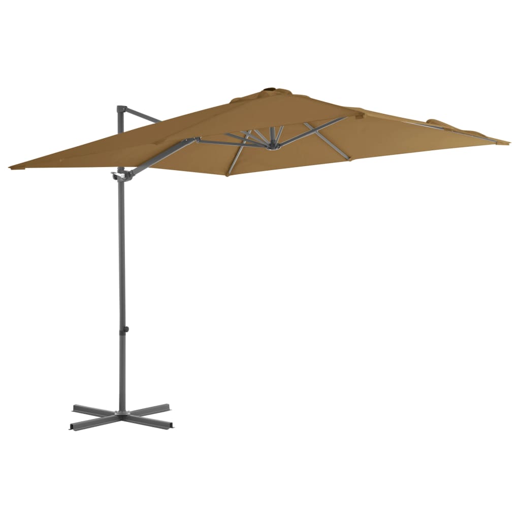 Vidaxl Floating Parasol s ocelovým pólem 250x250 cm taupe