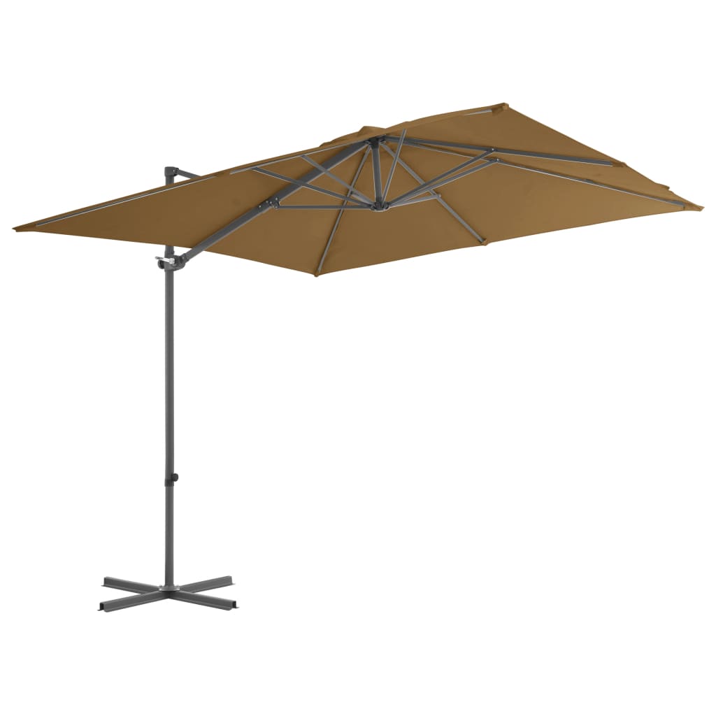 Vidaxl Floating Parasol s ocelovým pólem 250x250 cm taupe