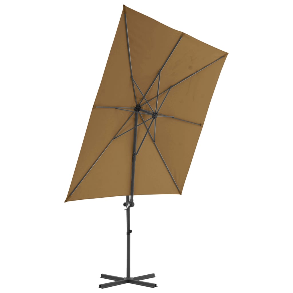 Vidaxl Floating Parasol s ocelovým pólem 250x250 cm taupe