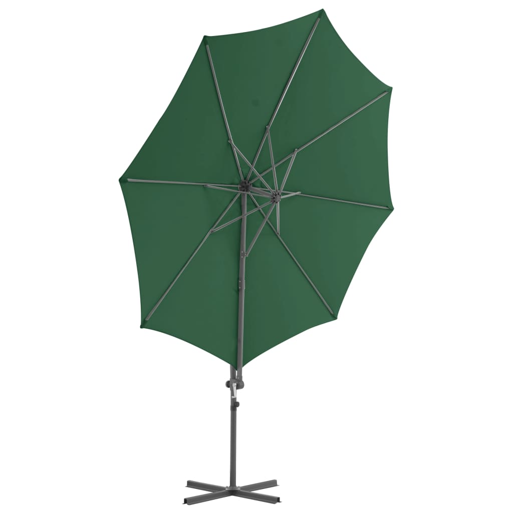 Parasol flottant vidaxl avec poteau en acier 300 cm vert