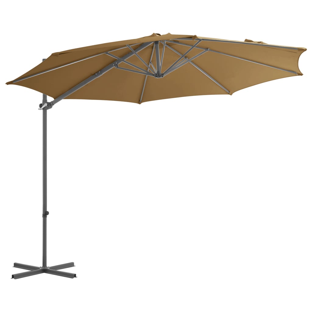 Vidaxl flytende parasol med stålstang 300 cm taupe