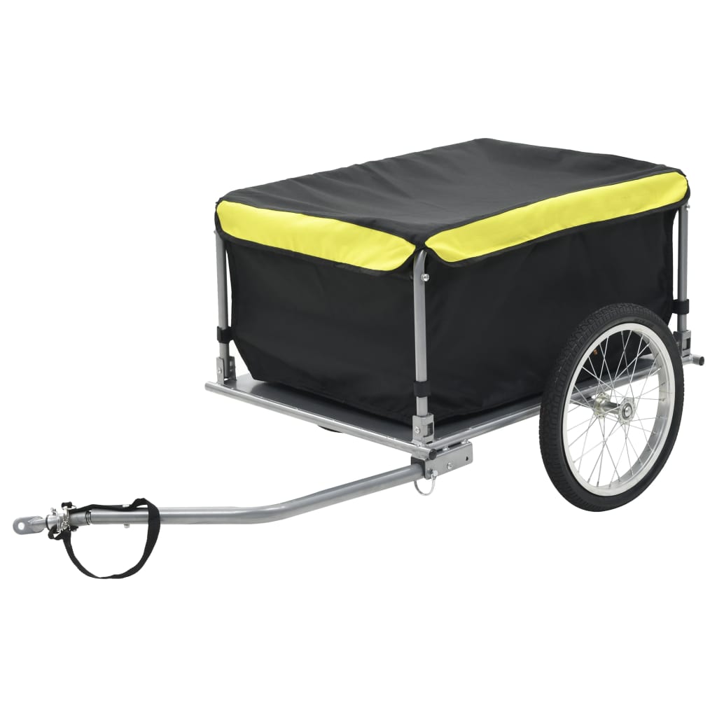 Vidaxl cykeltrailer 65 kg sort og gul