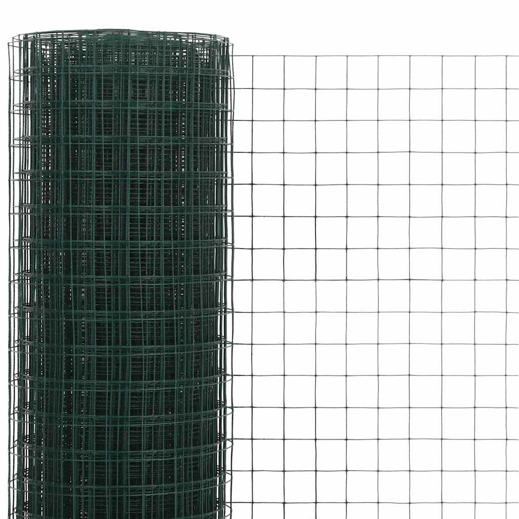 Vidaxl kippengaas 10x1,5 m staal met pvc coating groen