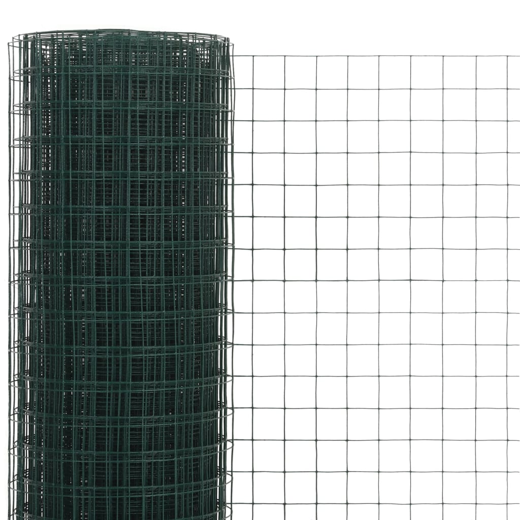 Vidaxl Chicken Wire 10x1,5 m Steel s PVC povlakem zelená