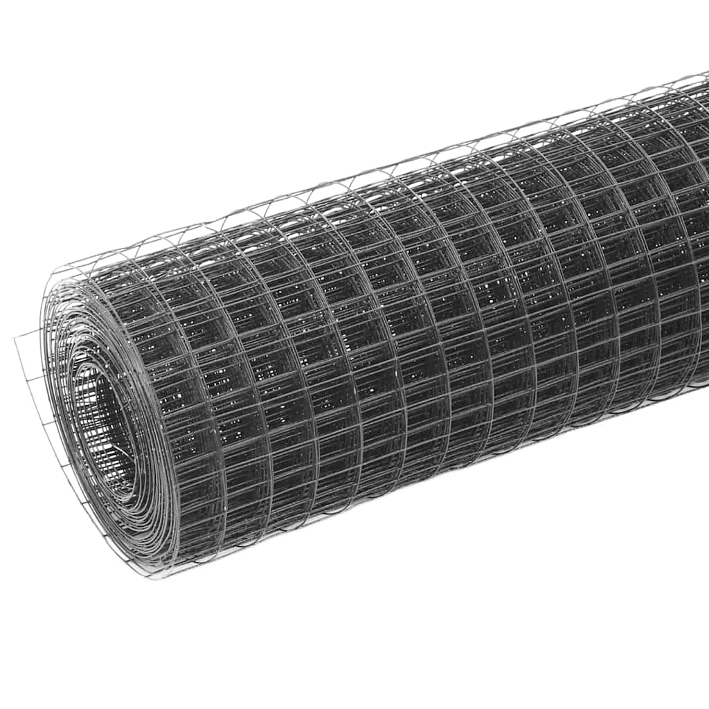 Vidaxl kippengaas 25x1,5 m staal met pvc coating grijs