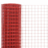 Vidaxl kippengaas 25x1 m staal met pvc coating rood