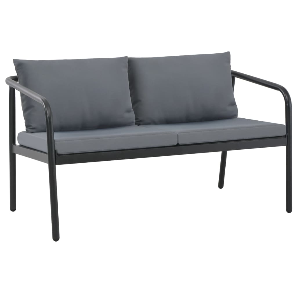 Vidaxl tuinbank tweezits met kussens aluminium grijs