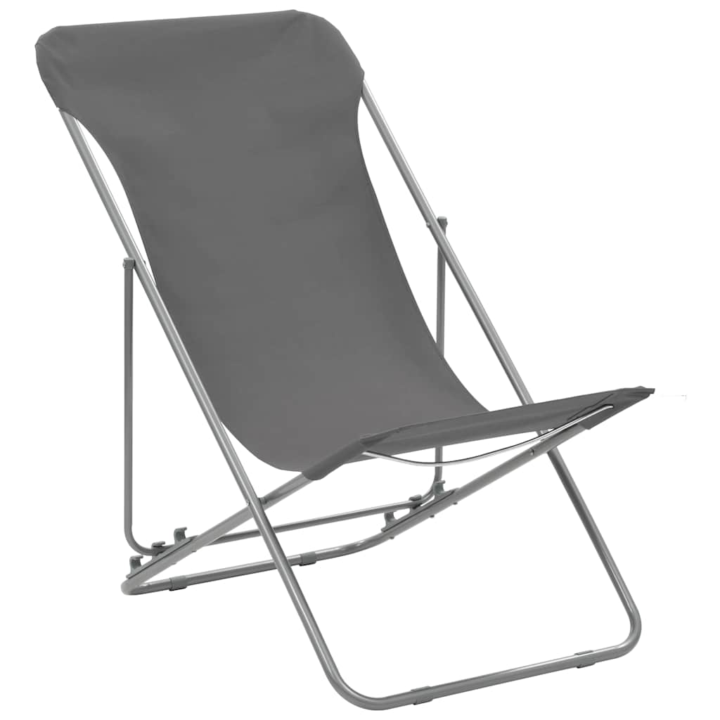 Vidaxl strandstoelen inklapbaar 2 st staal en oxford stof grijs