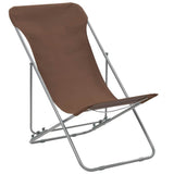 Vidaxl strandstoelen inklapbaar 2 st staal en oxford stof bruin