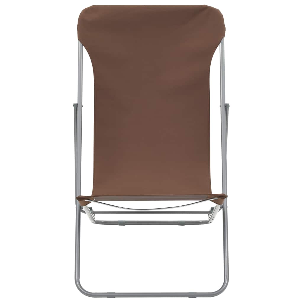 Vidaxl strandstoelen inklapbaar 2 st staal en oxford stof bruin