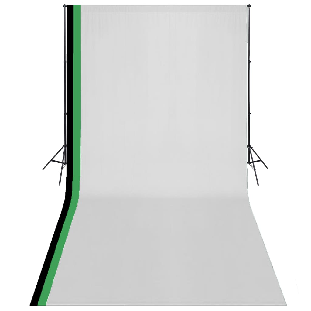 Vidaxl Photo Studio Set med 3 bomuldsbaggrund og ramme 3x6 m