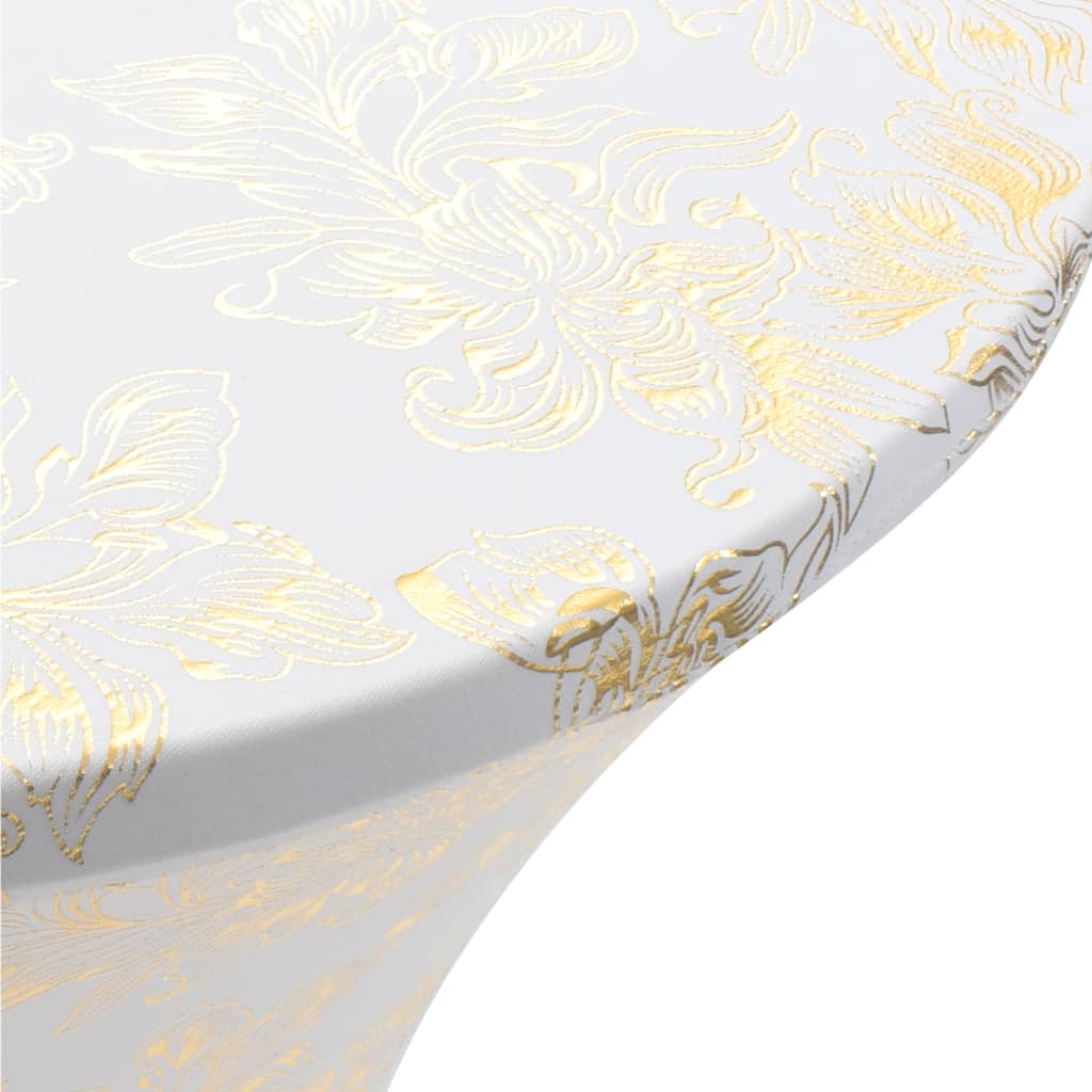 Vidaxl 2 cubiertas de mesa estiramiento de 70 cm blanco con estampado de oro