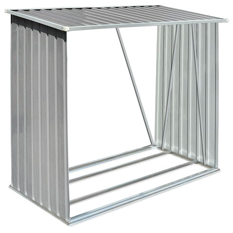 Vidaxl haardhoutschuur 163x83x154 cm gegalvaniseerd staal grijs