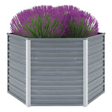 Vidaxl Planter huet 129x129x77 cm galvaniséiert Stol Grey