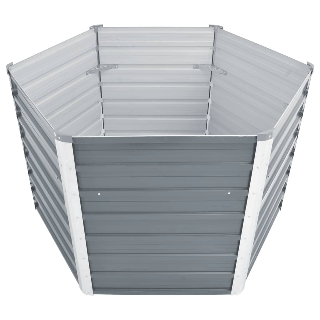 Vidaxl Planter huet 129x129x77 cm galvaniséiert Stol Grey