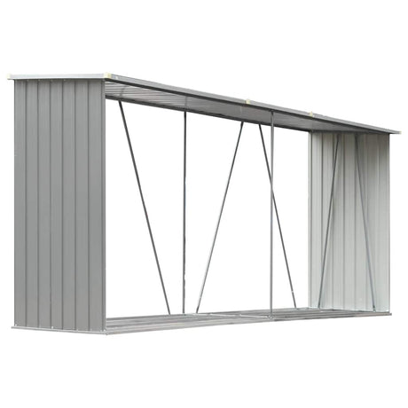 Vidaxl haardhoutschuur 330x84x152 cm gegalvaniseerd staal grijs