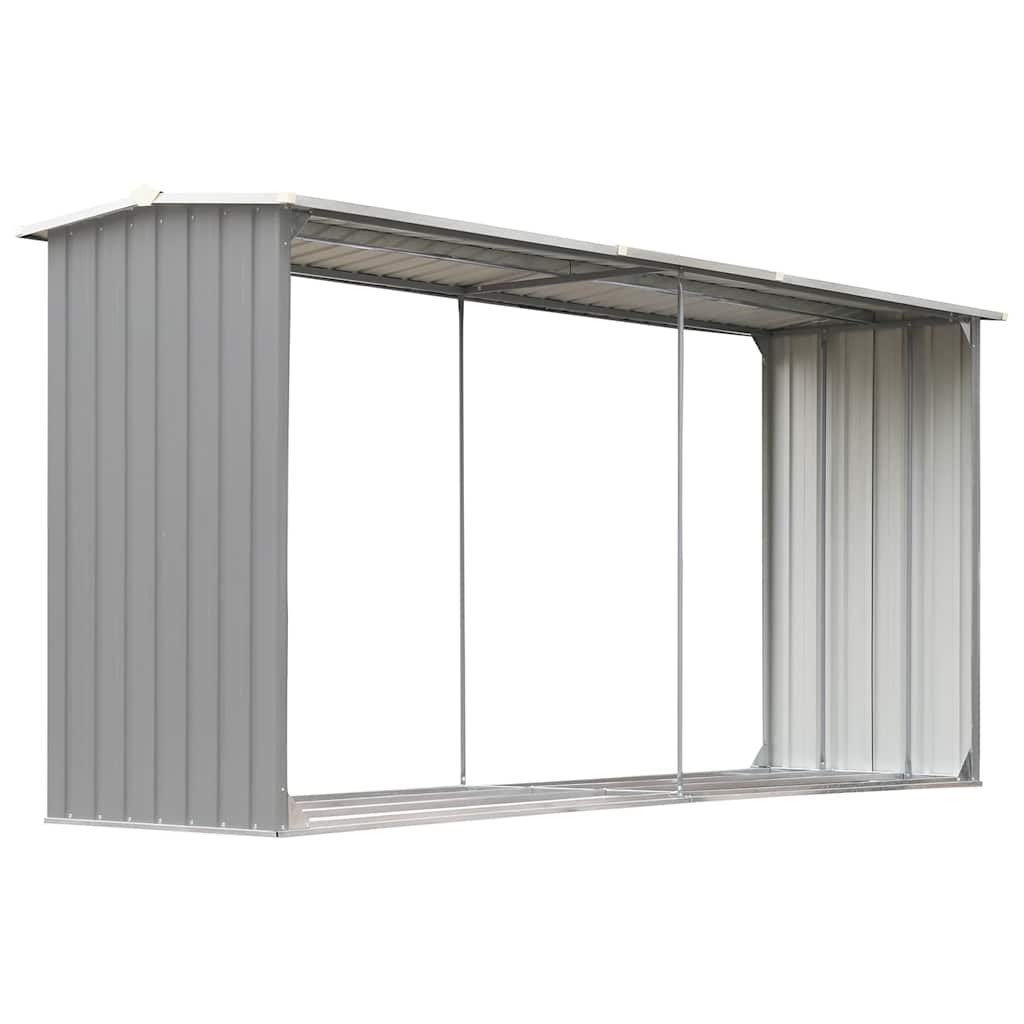 Vidaxl haardhoutschuur 330x92x153 cm gegalvaniseerd staal grijs