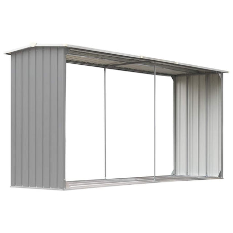 Vidaxl haardhoutschuur 330x92x153 cm gegalvaniseerd staal grijs