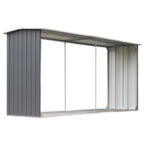 Vidaxl Sangar de bois de chauffage 330x92x153 cm Gray en acier galvanisé