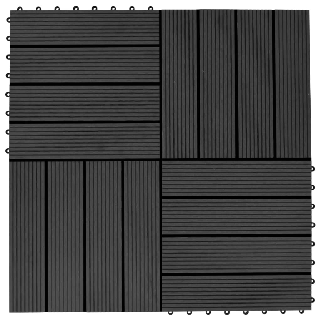 Vidaxl Terrassplattor 30x30 cm 1 m² HKC Black 11 Sts