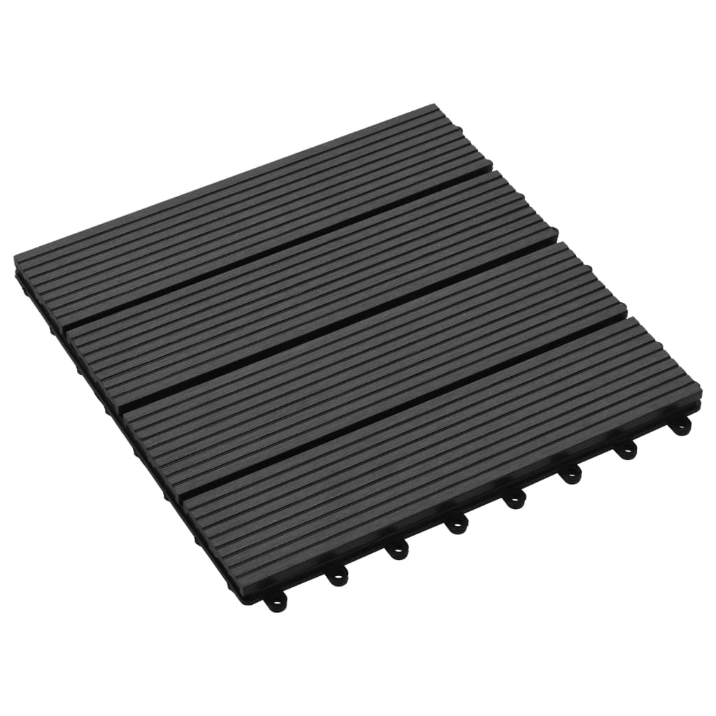 Vidaxl Terrassplattor 30x30 cm 1 m² HKC Black 11 Sts