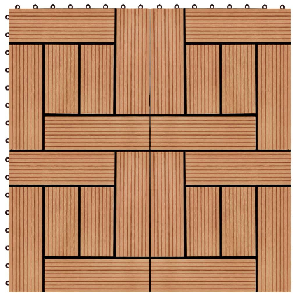 VIDAXL -Terrassenfliesen 30x30 cm 1 m² HKC Teakfarbe 11 STS