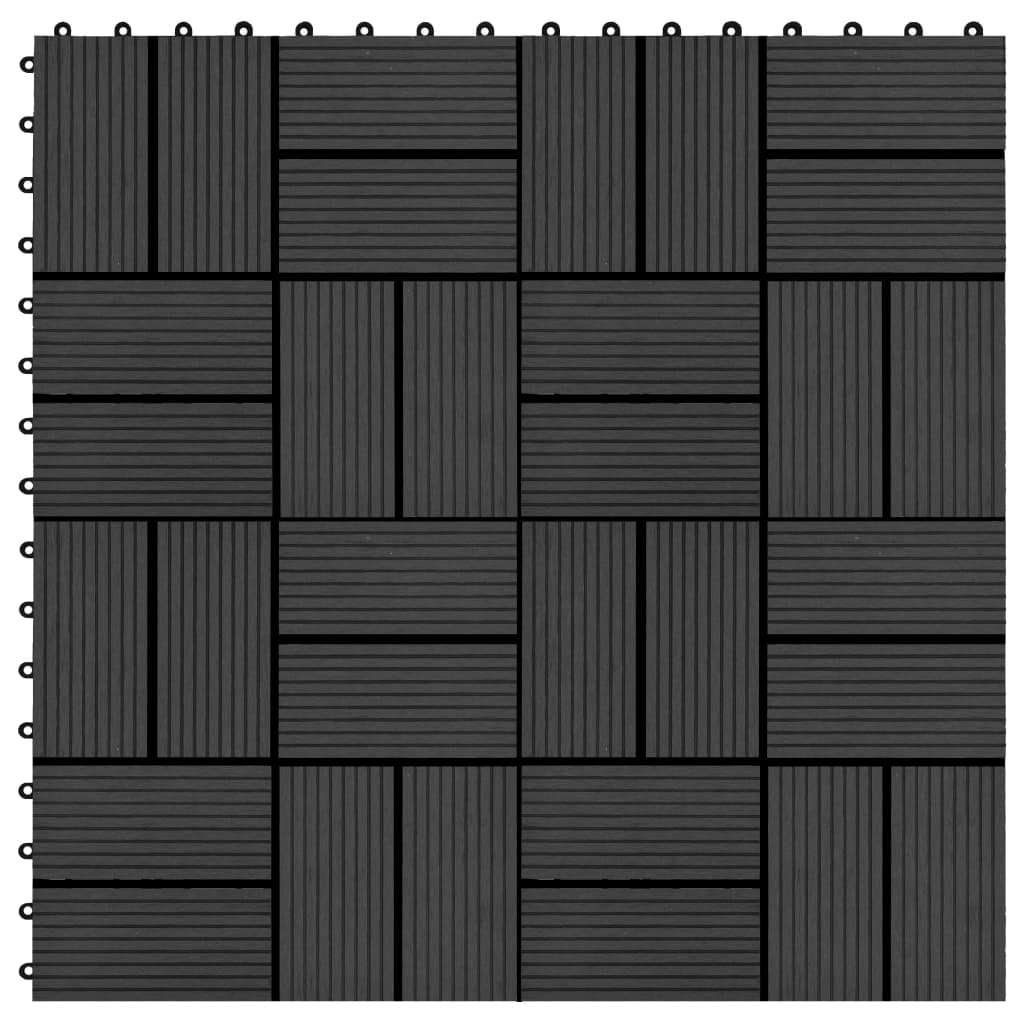 VIDAXL -Terrassenfliesen 30x30 cm 1 m² HKC Schwarz 11 STs