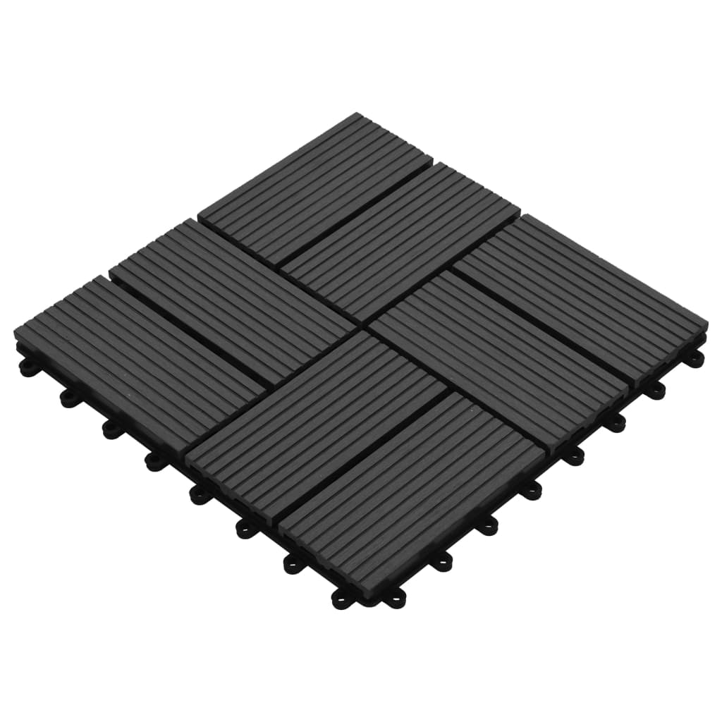 VIDAXL -Terrassenfliesen 30x30 cm 1 m² HKC Schwarz 11 STs