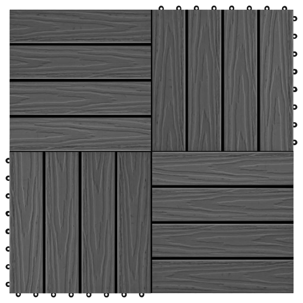 VIDAXL -Terrassenfliesen tiefe Relief 30 x 30 cm 1 m² HKC Schwarz 11 Sts