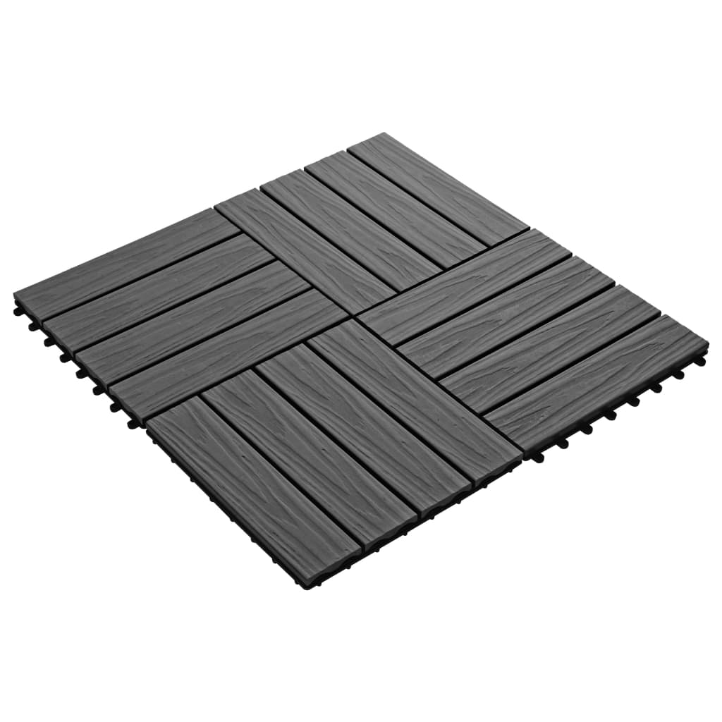 VIDAXL -Terrassenfliesen tiefe Relief 30 x 30 cm 1 m² HKC Schwarz 11 Sts